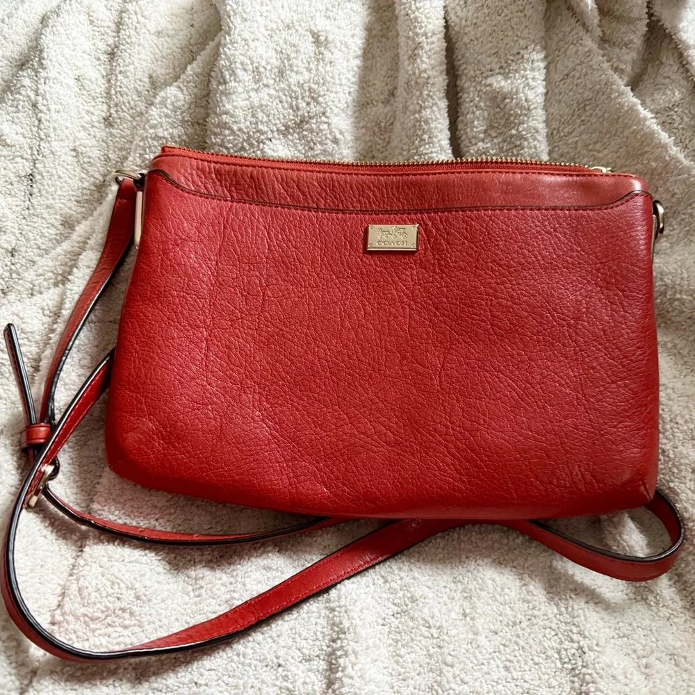 Coach Red Leather Crossbody Bag - Picture 1 of 12